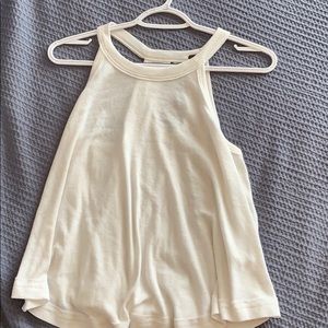 High Neck racer back white tank top